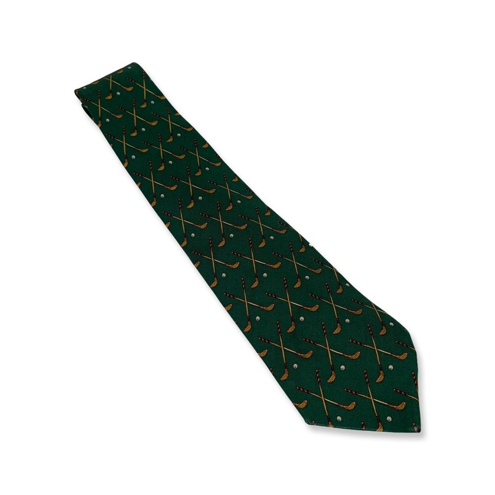 Polo by Ralph Lauren Green Golf Motif 100% Silk Tie